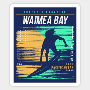 Retro Surfing Waimea Bay Oahu Hawaii // Vintage Surfer Beach // Surfer's Paradise Magnet